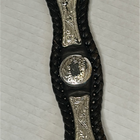 Vintage Tony Lama Black Leather Belt with Silver Accents Size 30, 1 1/2” wide - Picture 7 of 15